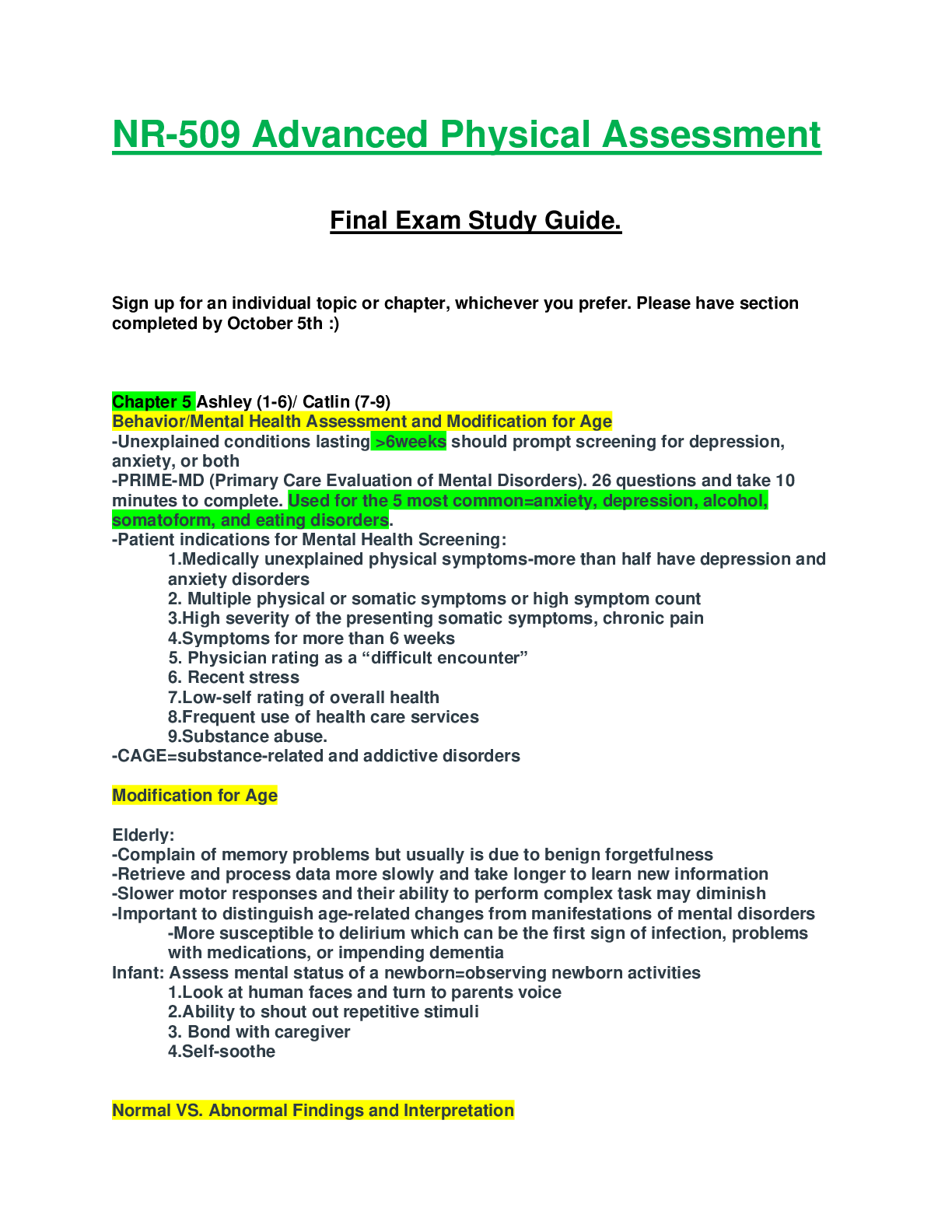 Preview of NR 509 Final Exam Study Guide (Latest, 2020/2021): Chamberlain College of Nursing